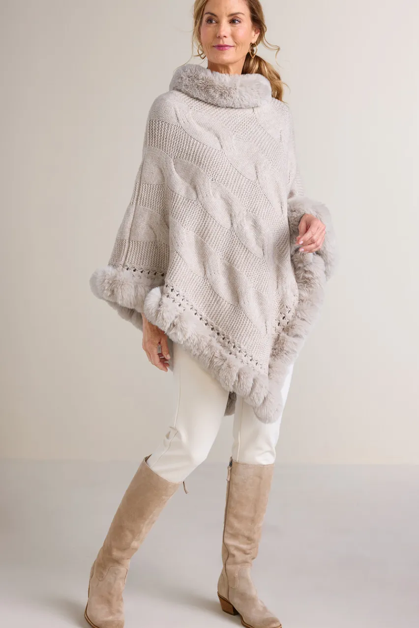 Online Alexi Cable Knit Poncho Scarves & Wraps