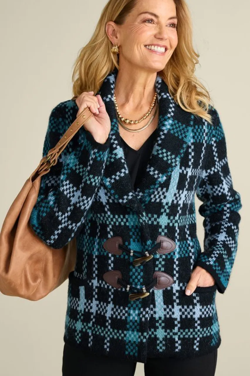 Outlet Alpine Plaid Sweater Coat Tops | Sweaters & Cardigans