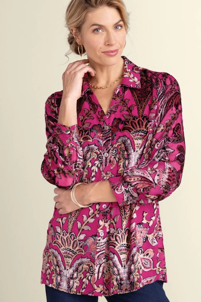 Shop Bellarosa Velvet Tunic Tops