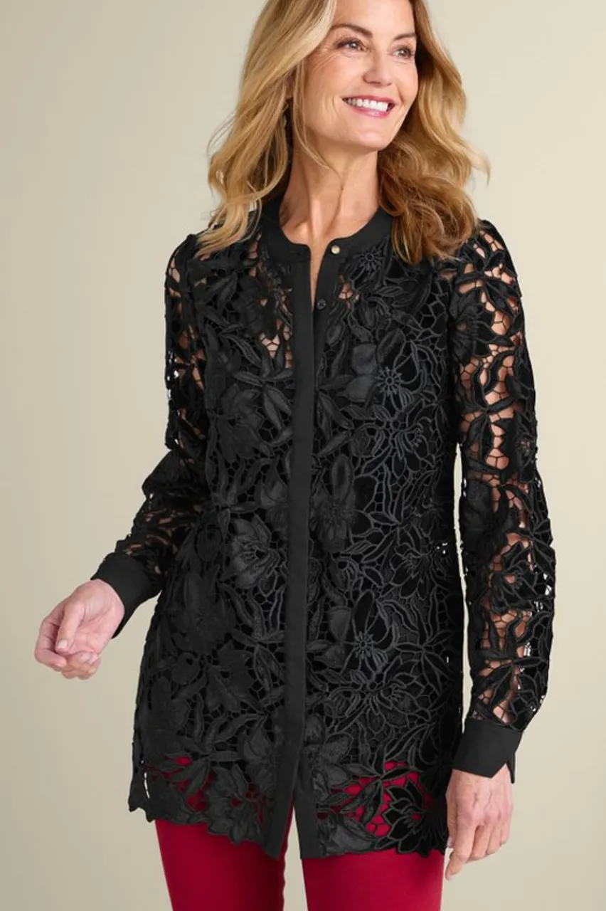 Store Candace Velvet Lace Tunic Tops