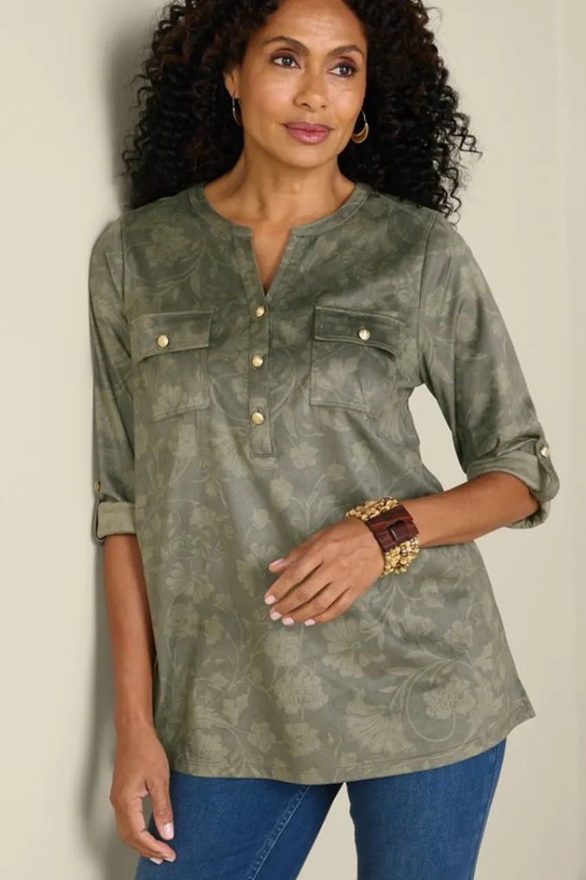 Hot Charine Faux Suede Tunic Tops