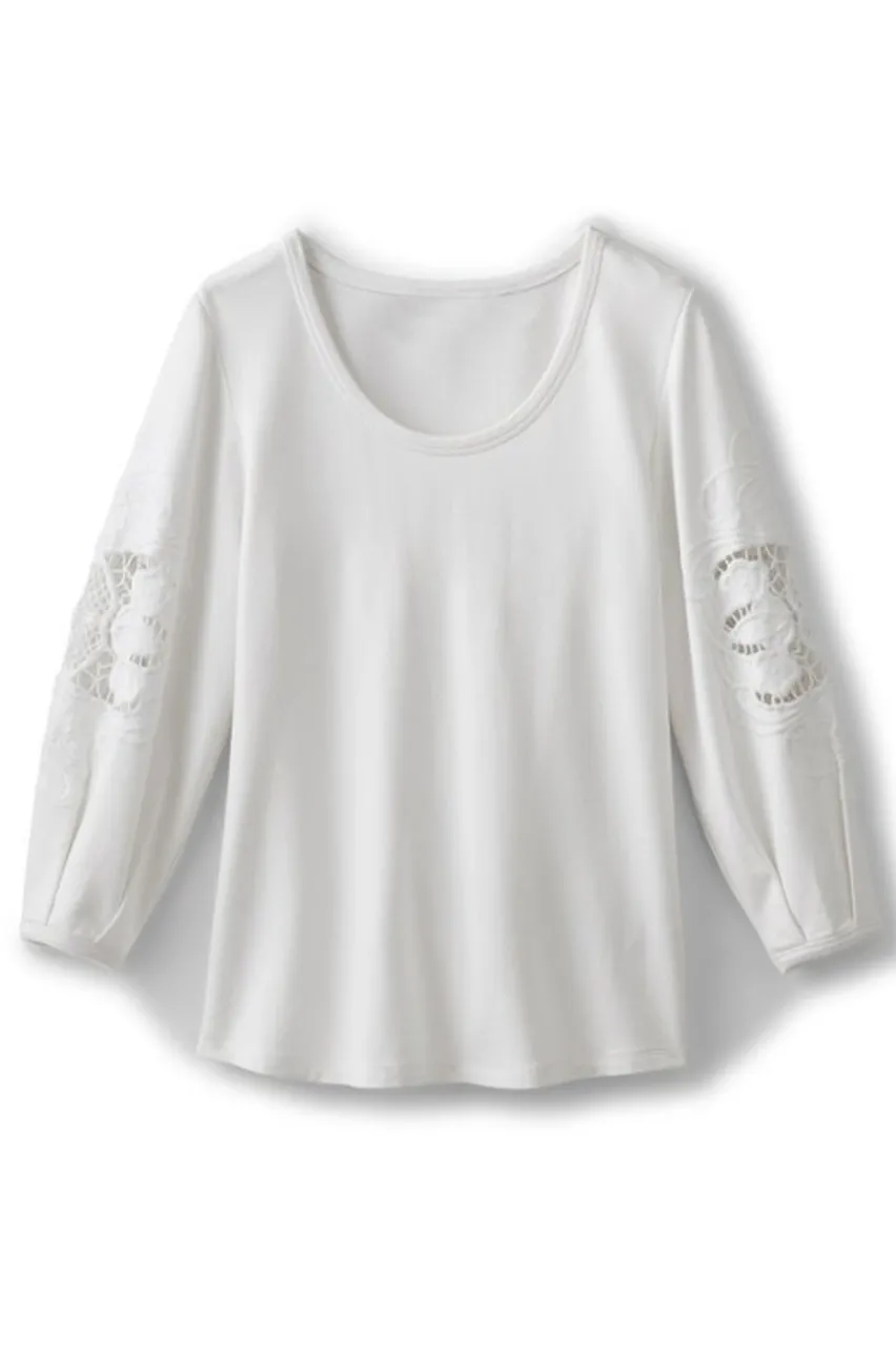 Sale Charmaine Embroidered French Terry Top Tops