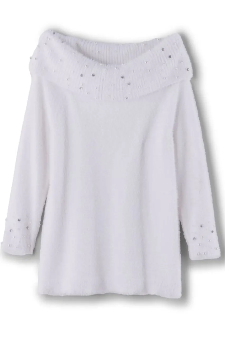 Discount Christina Embellished Cowl Neck Sweater Tunic Tops | Sweaters & Cardigans