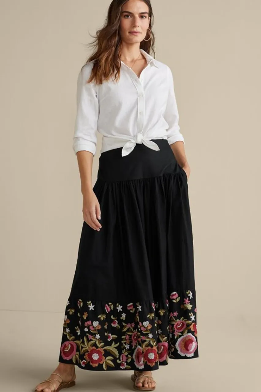 Store Cindi Embroidered Maxi Skirt Skirts