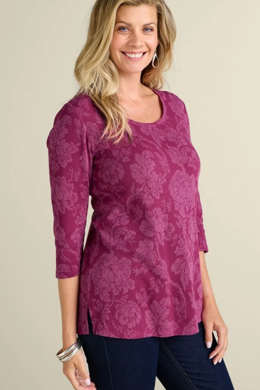 Online Clarette Jacquard 3/4 Sleeve Tunic Tops