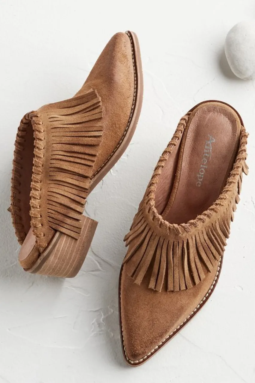 Fashion Dabney Fringe Suede Mules Shoes