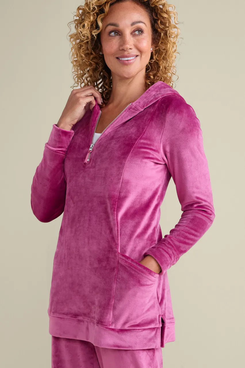 Best Sale Dixie Velour Zip Hoodie Tunic Tops