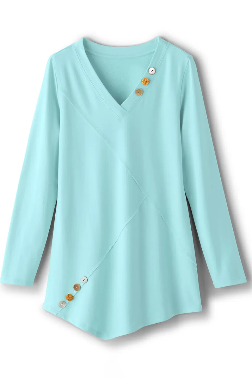 New Dove French Terry Asymmetrical Tunic Tops