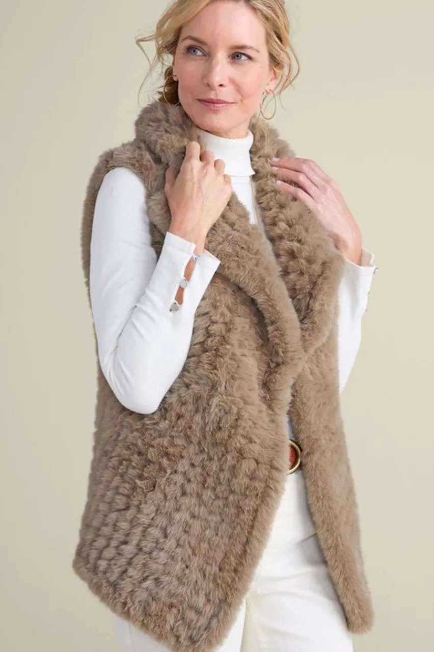 Best Sale Faux Fur Draped Vest Jackets & Coats