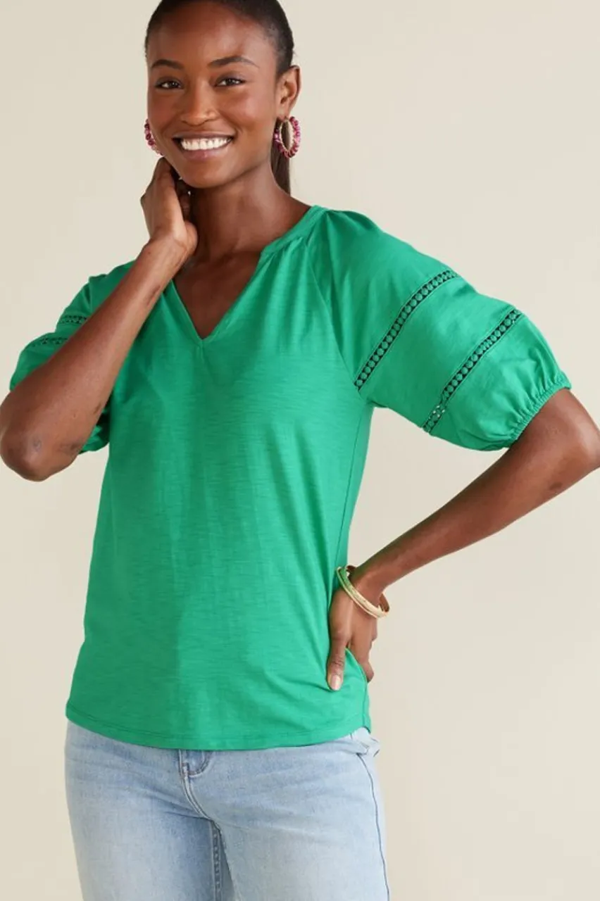 Discount Heidi Supima Puff Sleeve Tee Tops