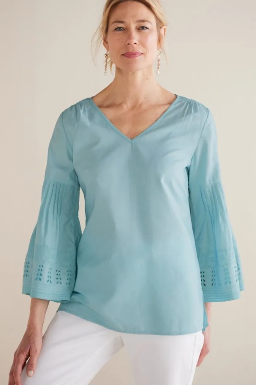 Discount Heloise Eyelet Sleeve Tunic Tops