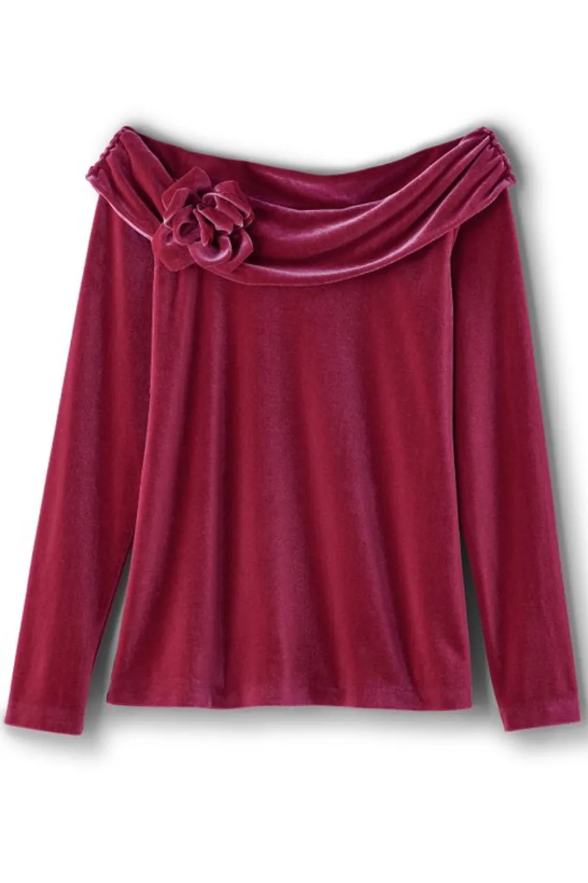 Shop Jeanna Rosette Velvet Top Tops