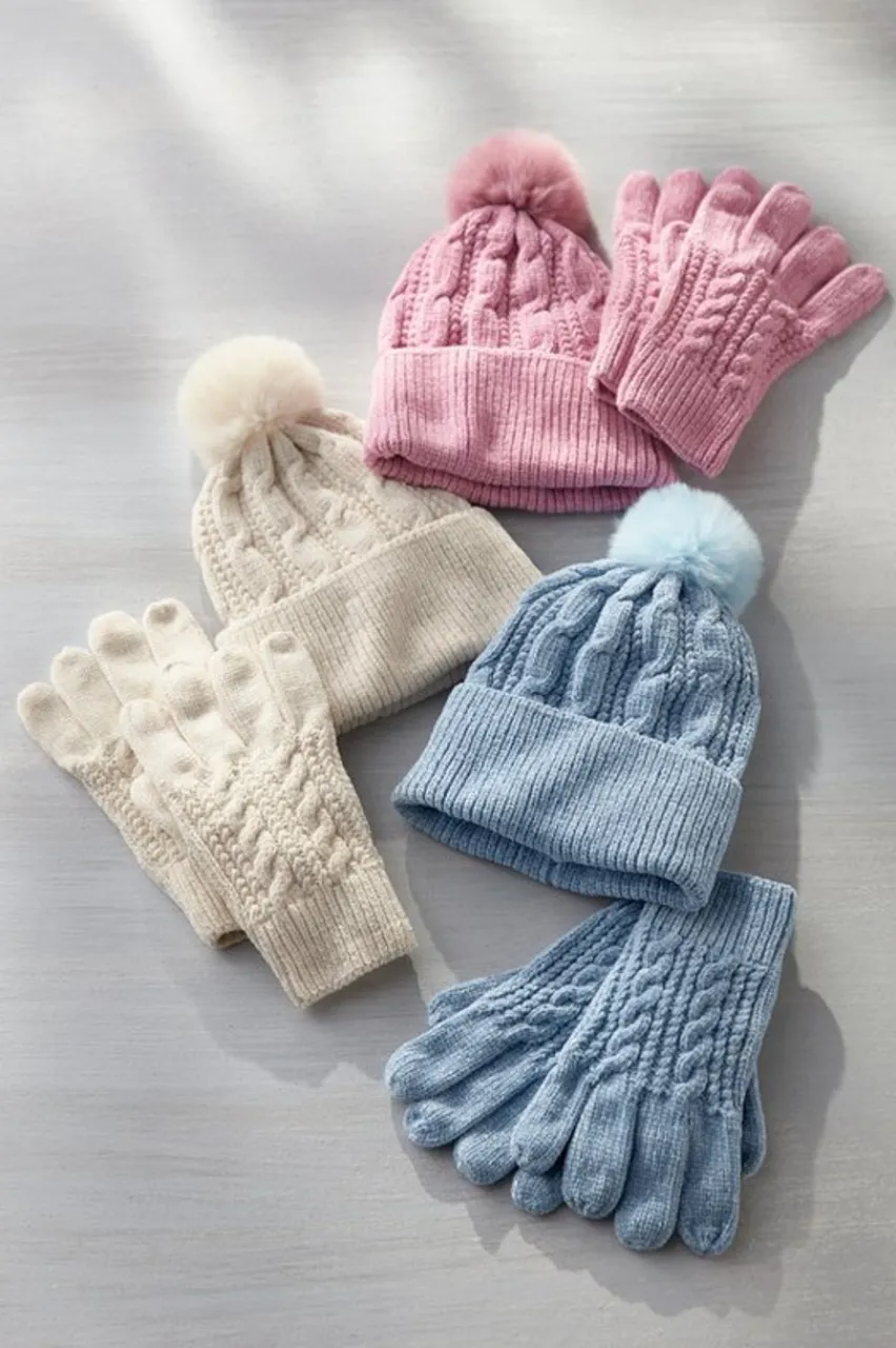 Cheap Jules Chenille Hat & Gloves Set Hats