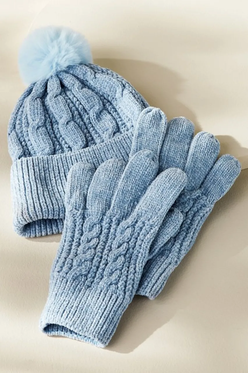 Cheap Jules Chenille Hat & Gloves Set Hats