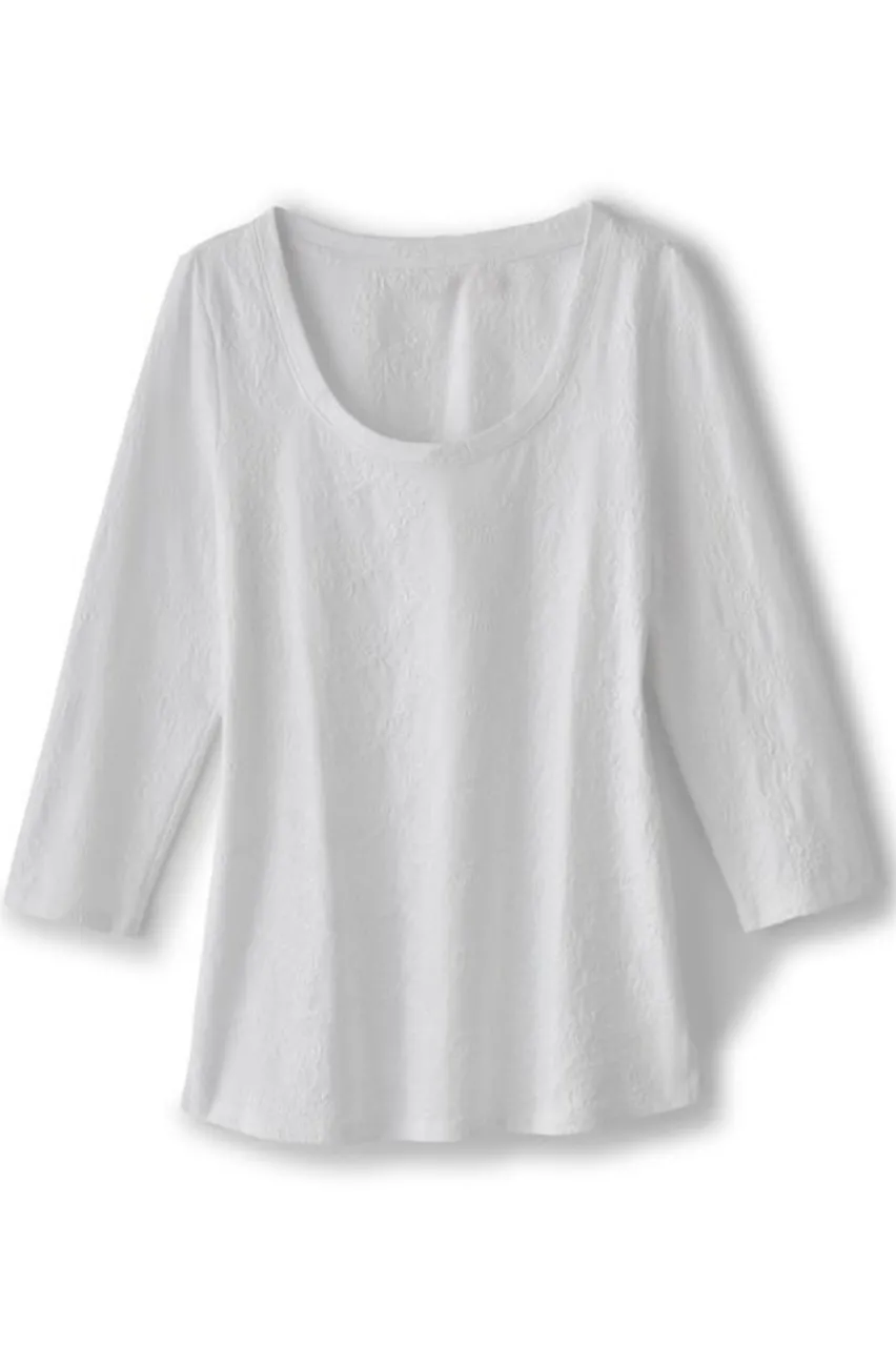 Sale Linnea Embroidered 3/4 Sleeve Tee Tops