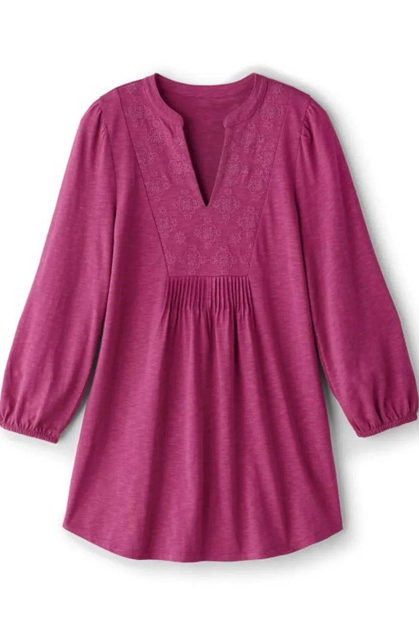 Discount Mikaela Embroidered 3/4 Sleeve Tunic Tops | Tunics & Leggings