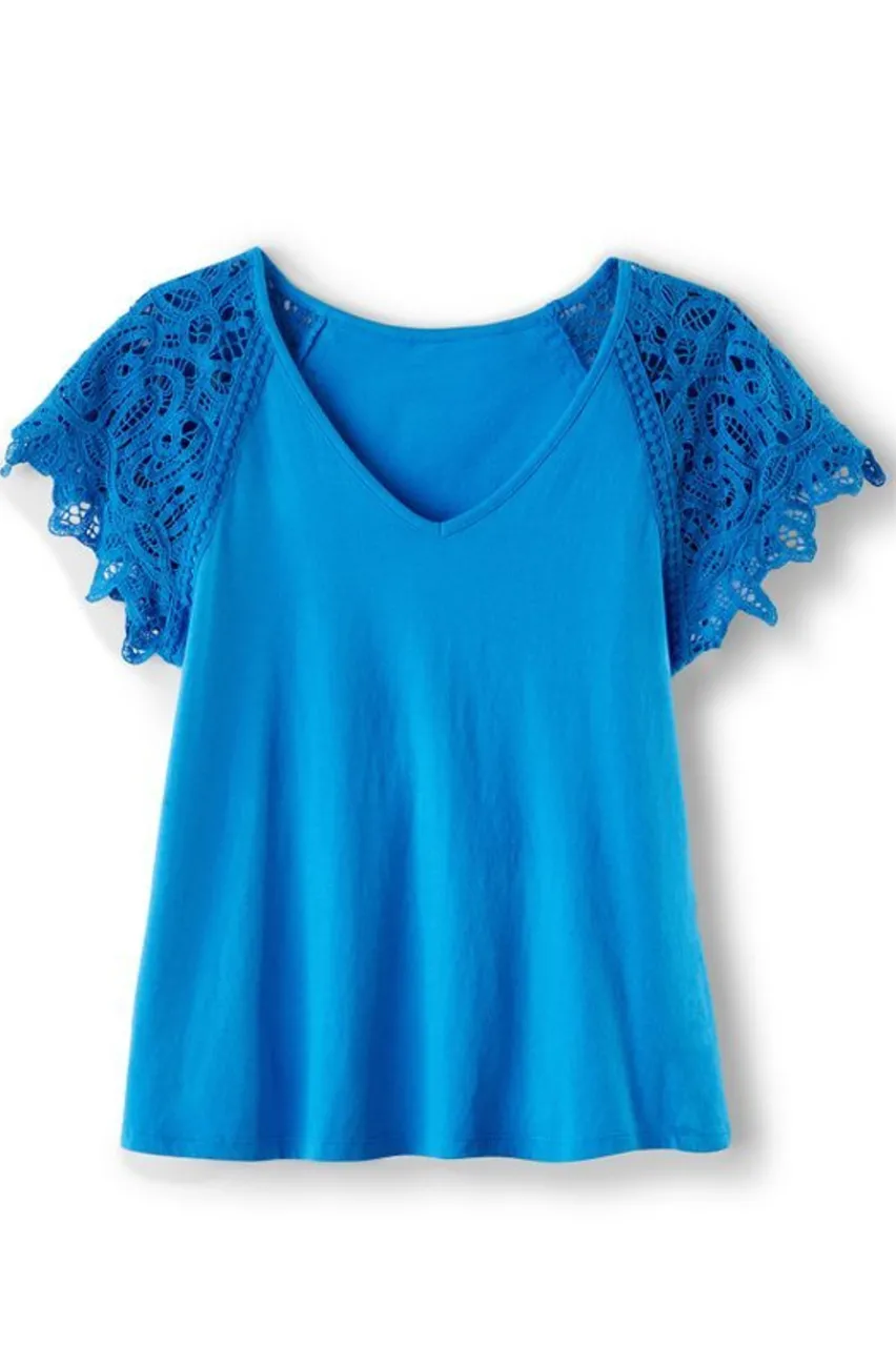 Fashion Nikita Lace Sleeve Tee Tops