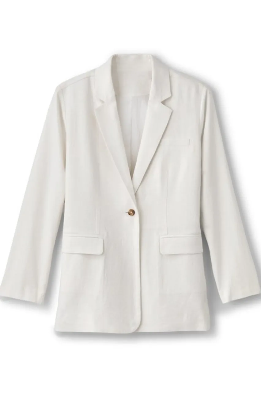 Clearance Portofino Linen Blend Boyfriend Blazer Toppers | Dresses