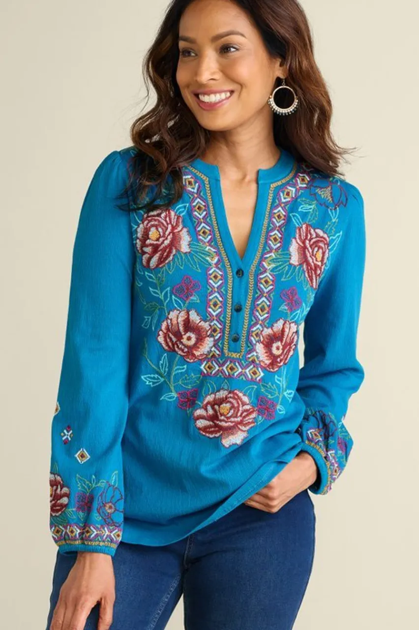 Online Riva Embroidered Knit Gauze Top Tops