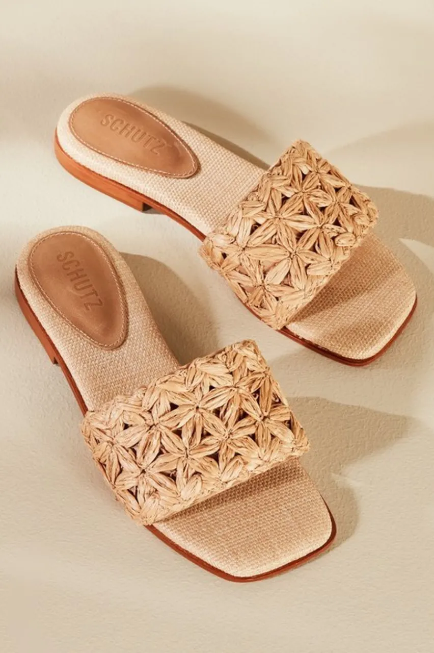 Flash Sale Schutz Ayla Raffia Slides Shoes