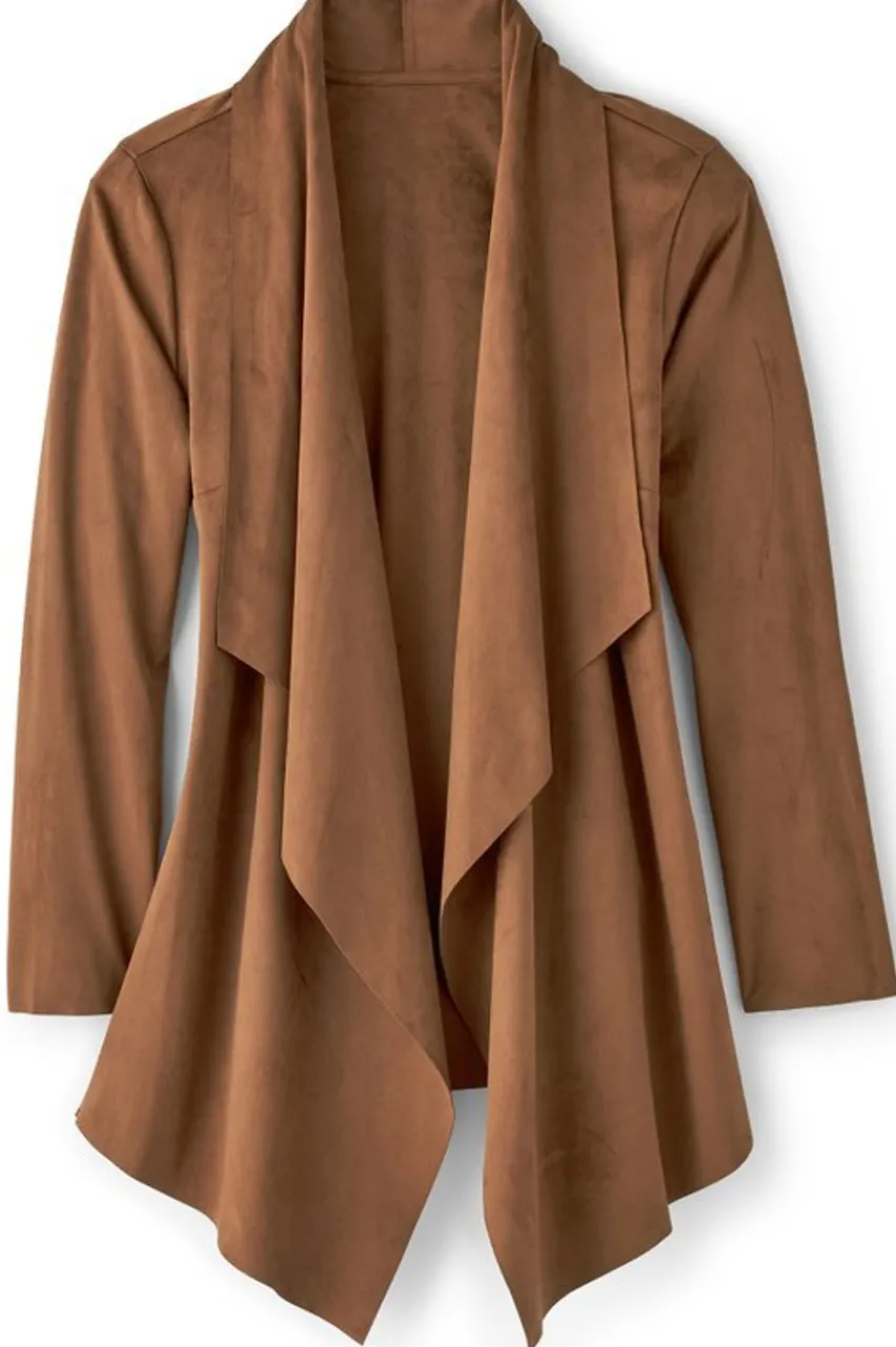 Hot Shape Drape Faux Suede Jacket Toppers | Jackets & Coats