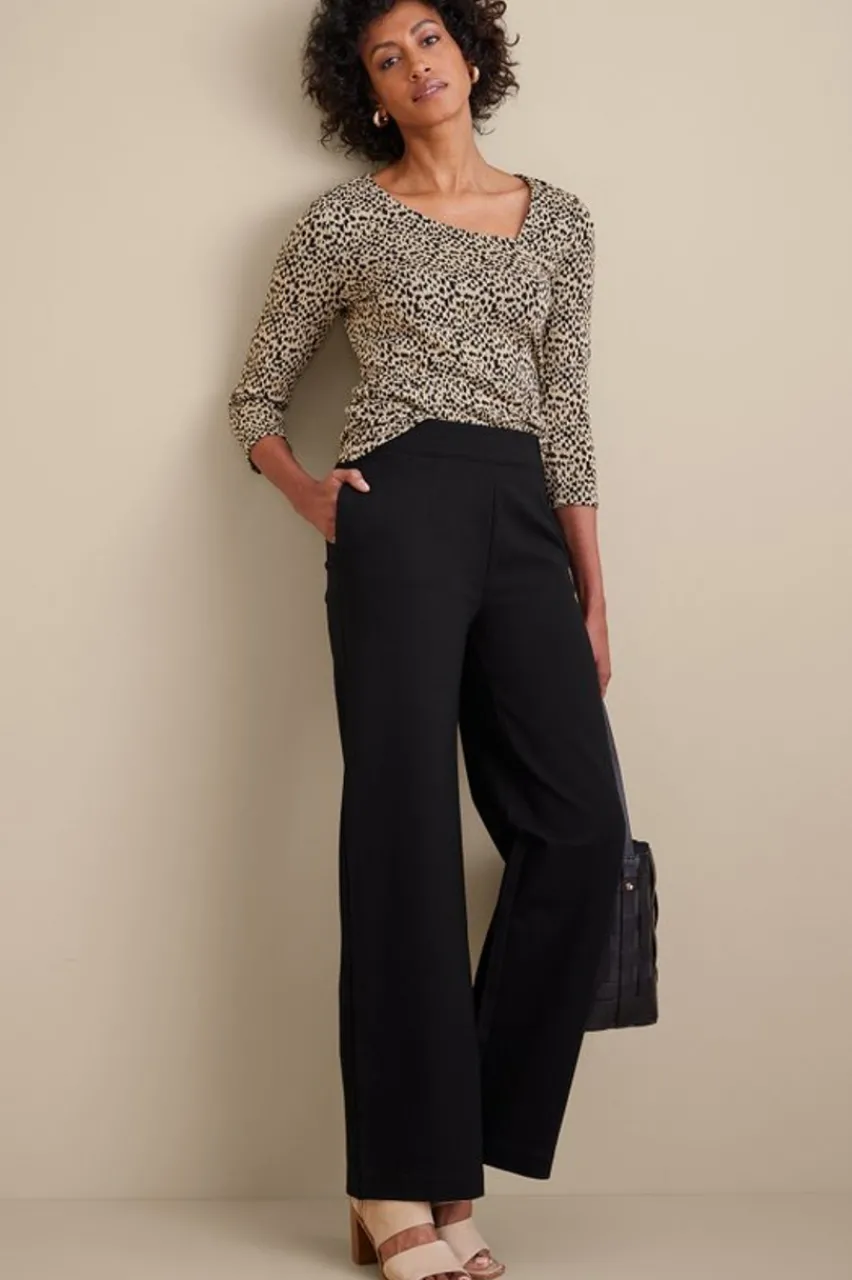 Shop Soft Essential Ponte Wide Leg Pants Pants