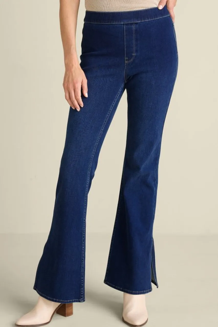 Hot Ultimate Denim Slit Hem Flare Jeans Jeans